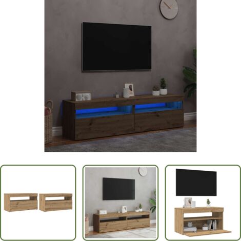 TV supporto artigianale -  Mobili Porta TV con LED 2 pz Artigianale in Legno Multistrato