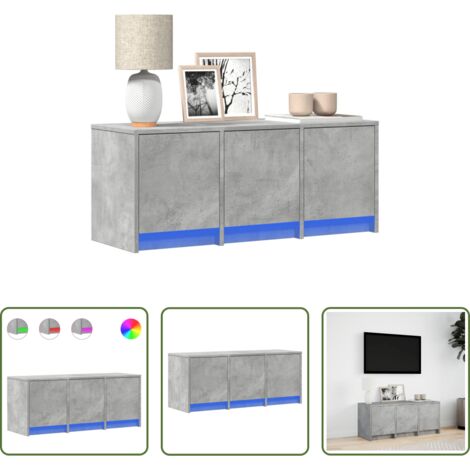 TV supporto con luci RGB -  Mobile Porta TV con LED Grigio Cemento 97x34x40 cm Truciolato