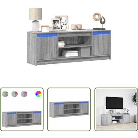 TV supporto con luci RGB -  Mobile Porta TV con LED Grigio Sonoma 139,5x34x50 cm Truciolato