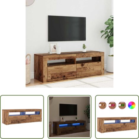 TV supporto con luci RGB -  Mobile Porta TV con LED Legno Antico 120x35x40 cm Multistrato