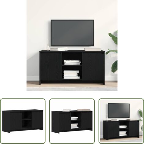 TV supporto -  Mobile TV Rovere Nero 102 x 37,5 x 52,5 cm Legno multistrato