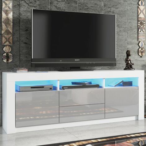 Modern TV Unit 130cm Cabinet TV Stand High Gloss Doors With Free LED