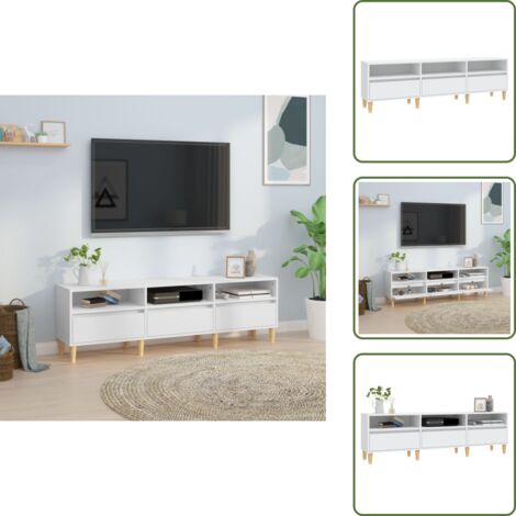 TV - vidaXL Mueble de TV madera contrachapada blanco 150x30x44,5 cm - Muebles blancos