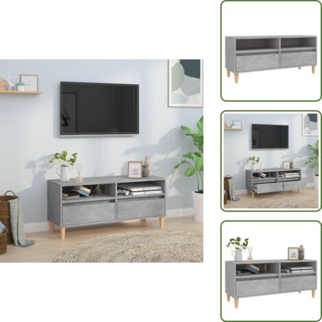 TV - vidaXL Mueble de TV madera contrachapada gris hormigón 100x34,5x44,5cm - Muebles de sala