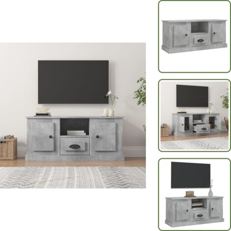 TV - vidaXL Mueble de TV madera contrachapada gris hormigón 100x35,5x45 cm - Muebles modernos