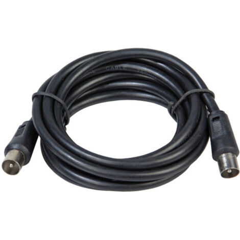 TV-Video-Verlängerung männlich-männlich 2 Meter/Ø 9,5 mm. Mit schwarzem Stecker-Buchsen-Adapter