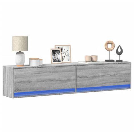 TV Wall Cabinet with LED Grey Sonoma 180x31x38 cm vidaXL