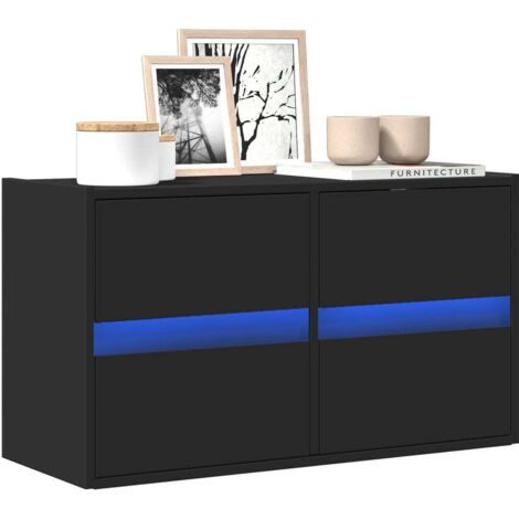 TV Wall Cabinet with LED Lights Black 80x31x45 cm vidaXL