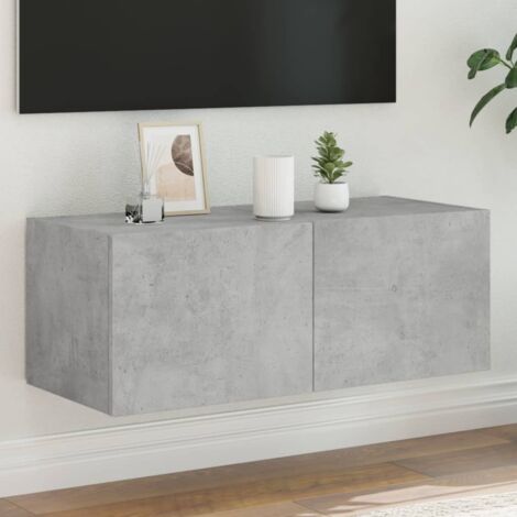 TV Wall Cabinet with LED Lights Concrete Grey 80x35x31 cm vidaXL