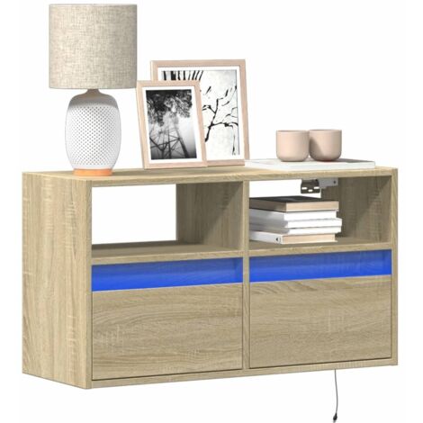 TV Wall Cabinet with LED Lights Sonoma Oak 80x31x45 cm vidaXL