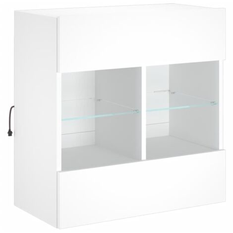 TV Wall Cabinet with LED Lights White 58.5x30x60.5 cm vidaXL