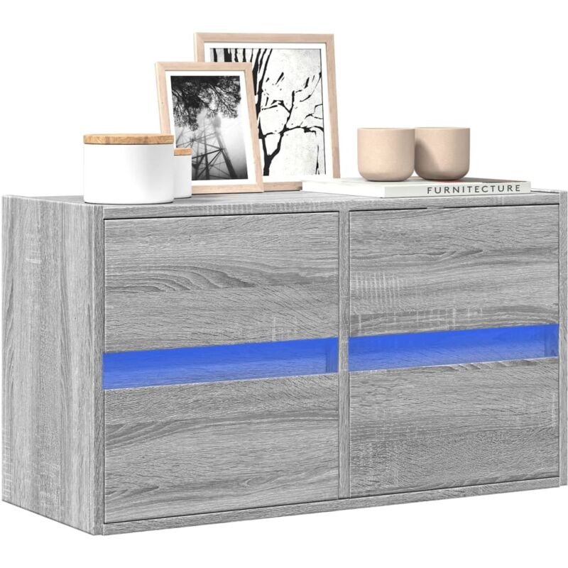 Tv Wall Cabinet With Led Lights Grey Sonoma 80x31x45 Cm Vidaxl