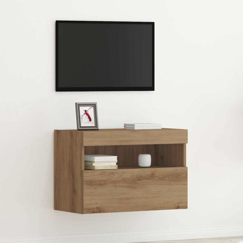 Vidaxl - Tv Wall Cabinet With Led Lights Artisan Oak 60x30x40 Cm