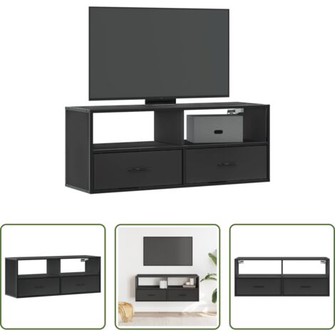 TV Wall Mount -  Mobile Porta TV Nero 100x31x39,5 cm in Truciolato e Metallo