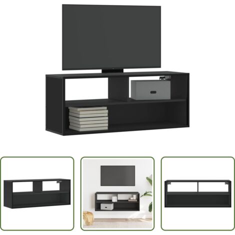 TV Wall Mount -  Mobile Porta TV Nero 100x31x39,5 cm in Truciolato e Metallo