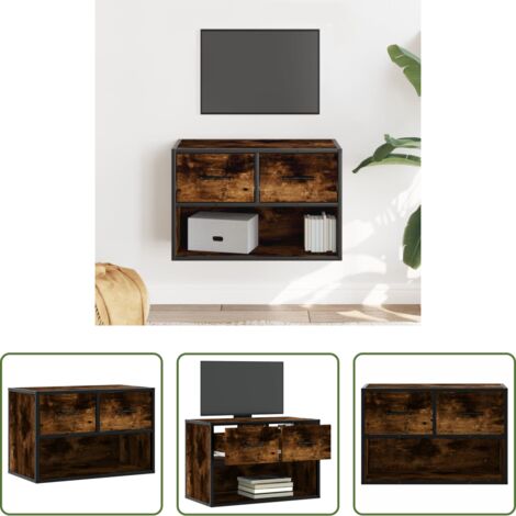 TV Wall Mount -  Mobile Porta TV Rovere Fumo 60x31x39,5 cm in Legno e Metallo