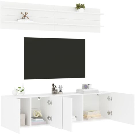  TV Wall Units  Wall-mounted 6 pcs white Engineered wood vidaXL