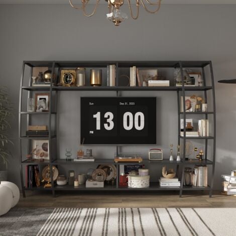 FUFU&GAGA TV-Wand Großes TV-Schrank , 217x35x150cm, schwarz, Eisen+MDF