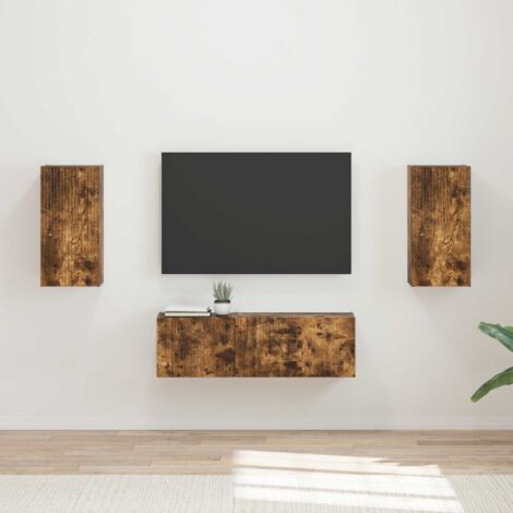 TV-Wandregal-Set 4 pcs Geräucherte Eiche Holzwerkstoff vidaXL