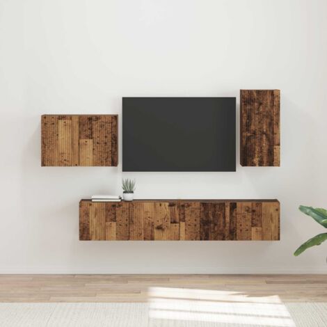 TV-Wandregal-Set Wandmontiert 4 pcs Altholz Holzwerkstoff vidaXL