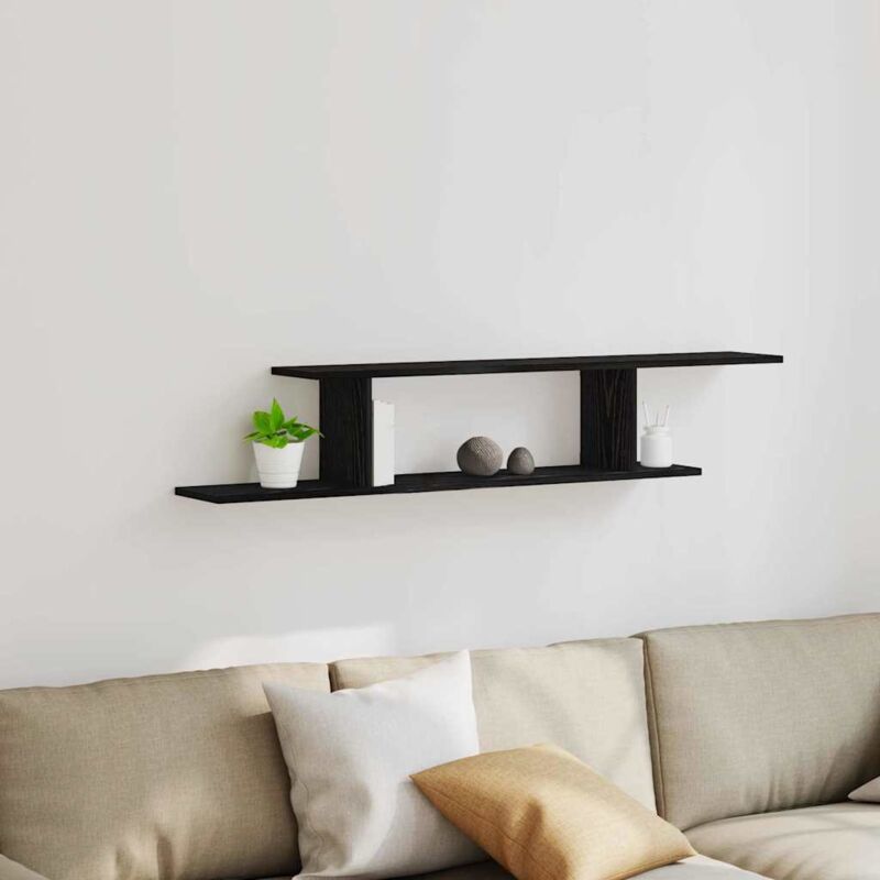 Wandmontiertes Tv Regal Schwarze Eiche 125 X 18 X 23 Cm Vidaxl