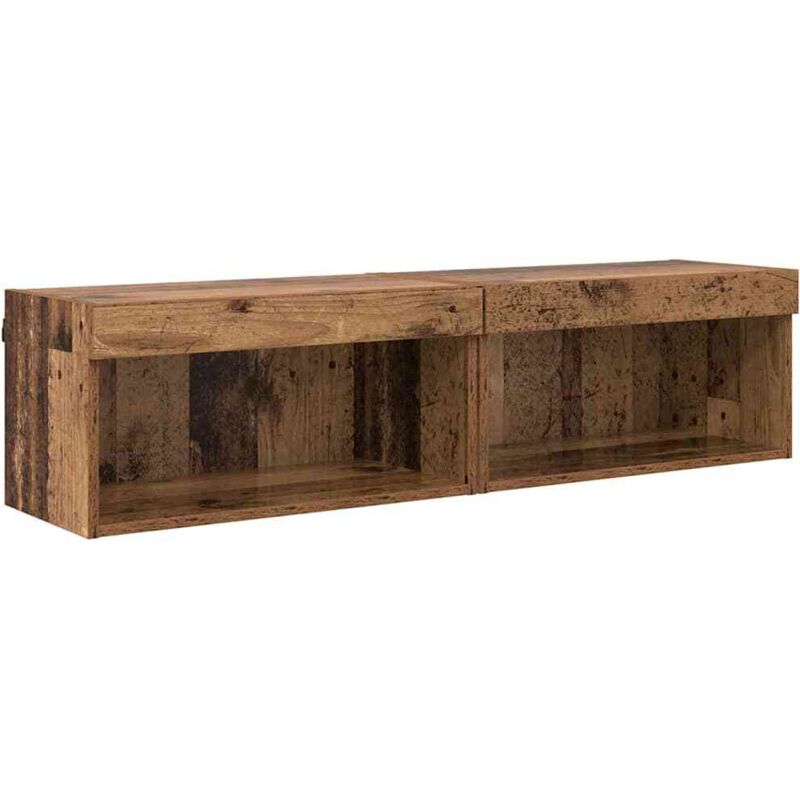 Tv-schrankset Mit Led Wandmontiert Altholz Holzwerkstoff Vidaxl
