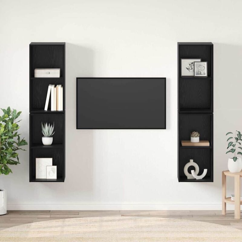 Vidaxl - Wand Tv Schrank 4 Pcs Schwarz Eiche 37 X 37 X 72 Cm
