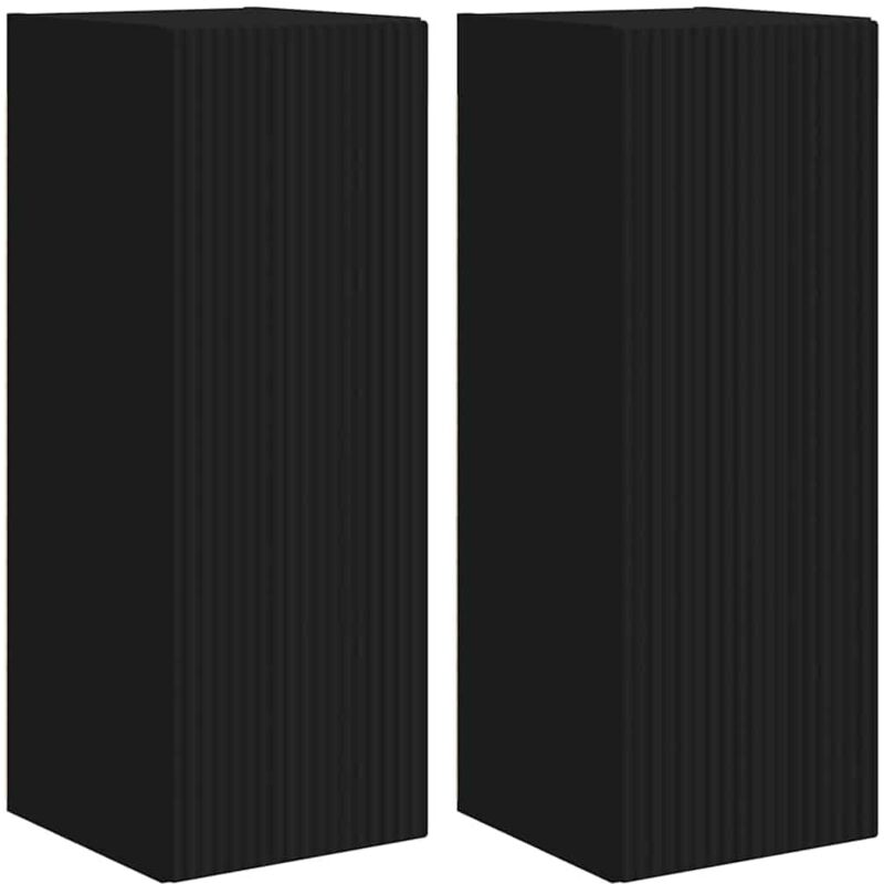 Tv-wandschrank 2 Pcs Schwarz 30 X 31 X 80 Cm Holzwerkstoff Vidaxl