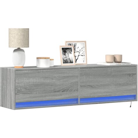 TV-Wandschrank mit LED-Beleuchtung Grau Sonoma 140x31x38 cm vidaXL