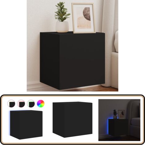 TV-Wandschrank mit LED-Leuchten Schwarz 40,5x35x40 cm - TV-Schrank - Holzschreibtisch - Regal - Wandregal - Fernsehschrank