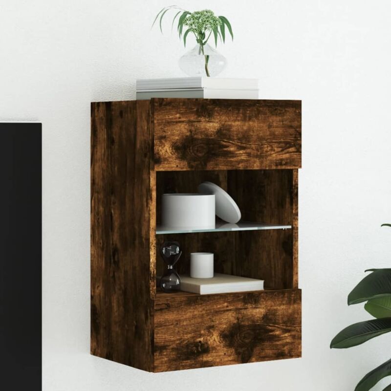 Vidaxl - Tv-wandschrank Mit Led-leuchten Räuchereiche 40x30x60, 5 Cm