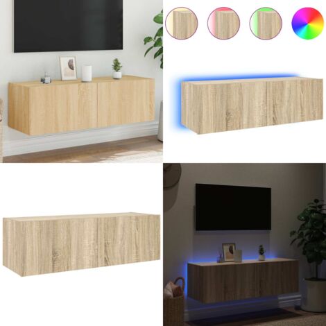 TV-Wandschrank mit LED-Leuchten Sonoma-Eiche 100x35x31 cm - TV Schrank - Wohnwandregal - Regal - Wohnzimmer Dekoration - Möbel - Home & Living