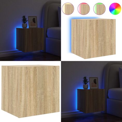 TV-Wandschrank mit LED-Leuchten Sonoma-Eiche 40,5x35x40 cm - TV-Schrank - Holzschrank - Regal - Wohnzimmer Deko - Smart Home - Home & Living