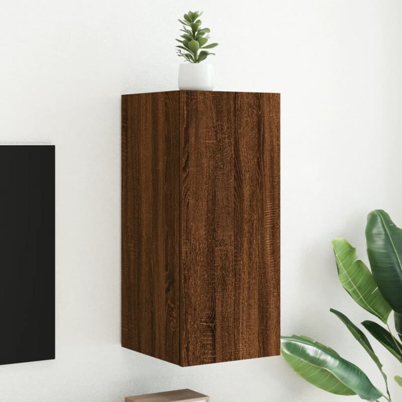 Vidaxl - Tv-wandschrank Mit Led-leuchten Braun Eichen-optik 30, 5x35x70cm