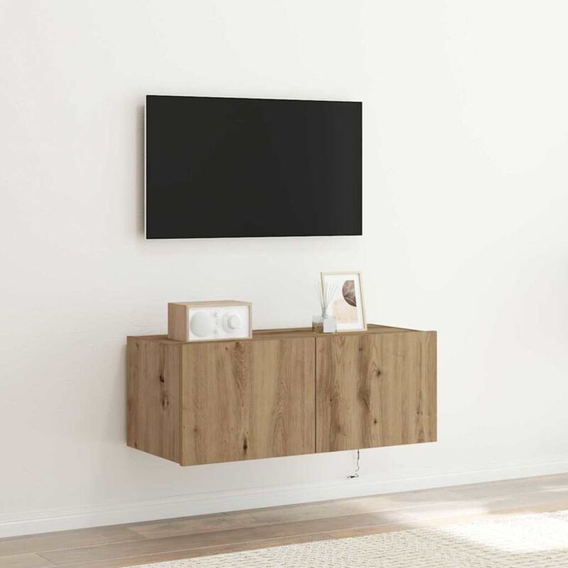 Vidaxl Tv-wandschrank Mit Led-lichtern Artisan Eiche 80x35x31 Cm