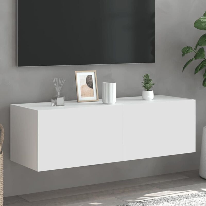 Vidaxl - Tv-wandschrank Mit Led-leuchten Weiß 100x35x31 Cm