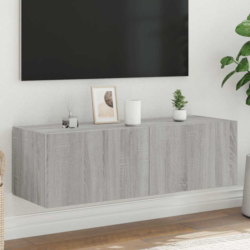 Vidaxl - Tv-wandschrank Mit Led-leuchten Grau Sonoma 100x35x31 Cm
