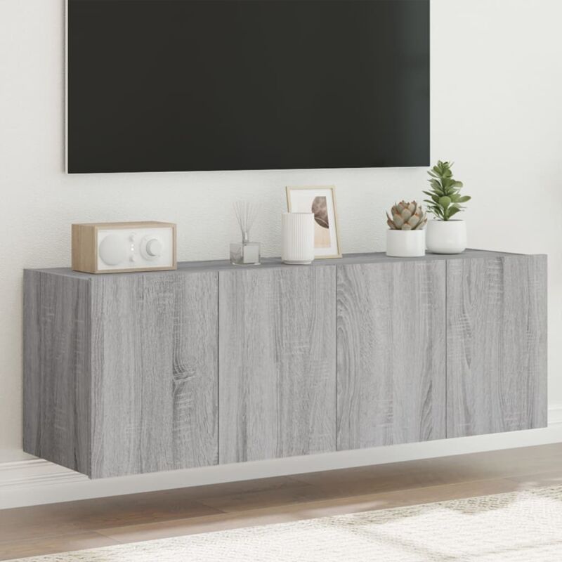 Tv-wandschränke Mit Led-leuchten 2 Stk. Grau Sonoma 60x35x41 Cm Vidaxl