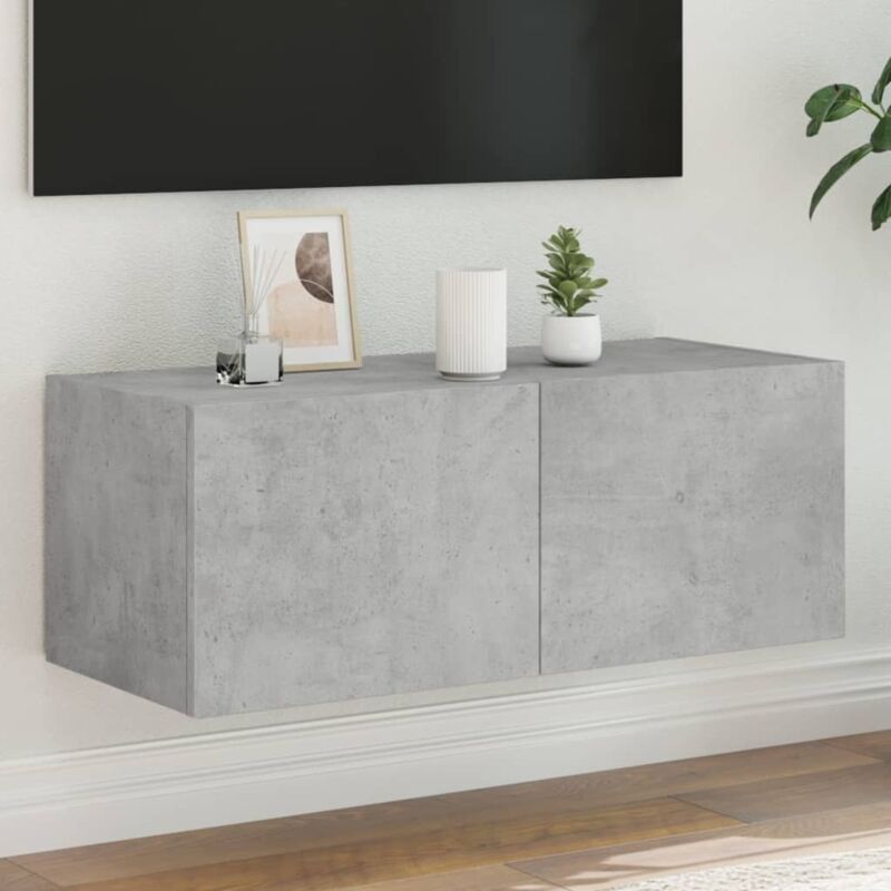 Vidaxl - Tv-wandschrank Mit Led-leuchten Betongrau 80x35x31 Cm