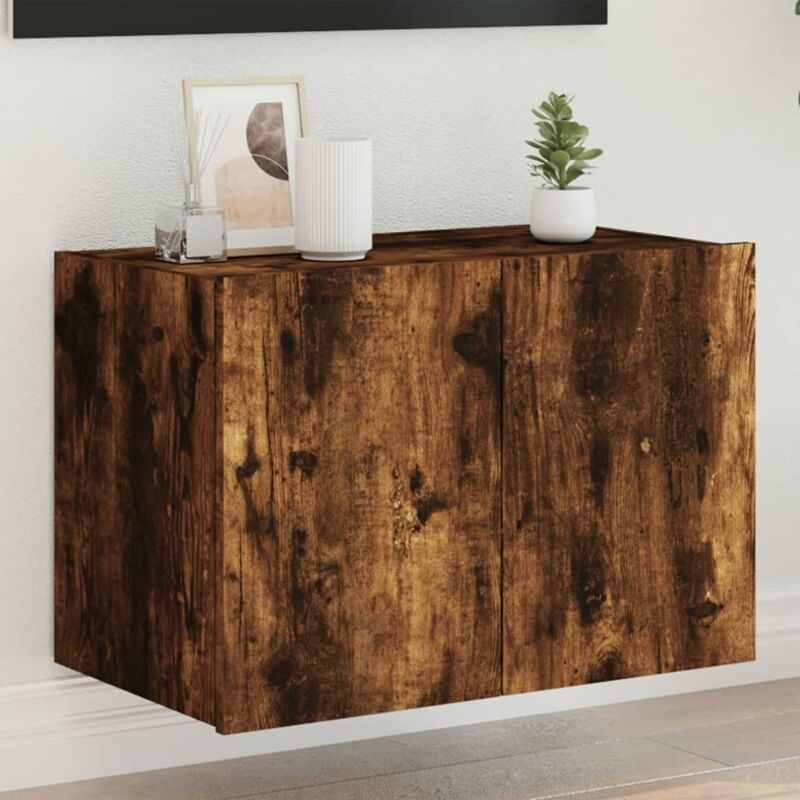 Vidaxl - Tv-wandschrank Mit Led-leuchten Räuchereiche 60x35x41 Cm