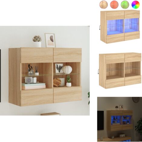 TV-Wandschrank mit LED-Leuchten Sonoma-Eiche 78,5x30x60,5 cm - TV-Schrank - Holzschrank - Regal - Wohnzimmer Dekoration - Smart Home