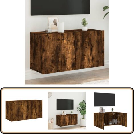 TV-Wandschrank Räuchereiche 80x30x41 cm - TV Schrank - Holzschrank - Regal - Wohnzimmereinrichtung - Wandregal