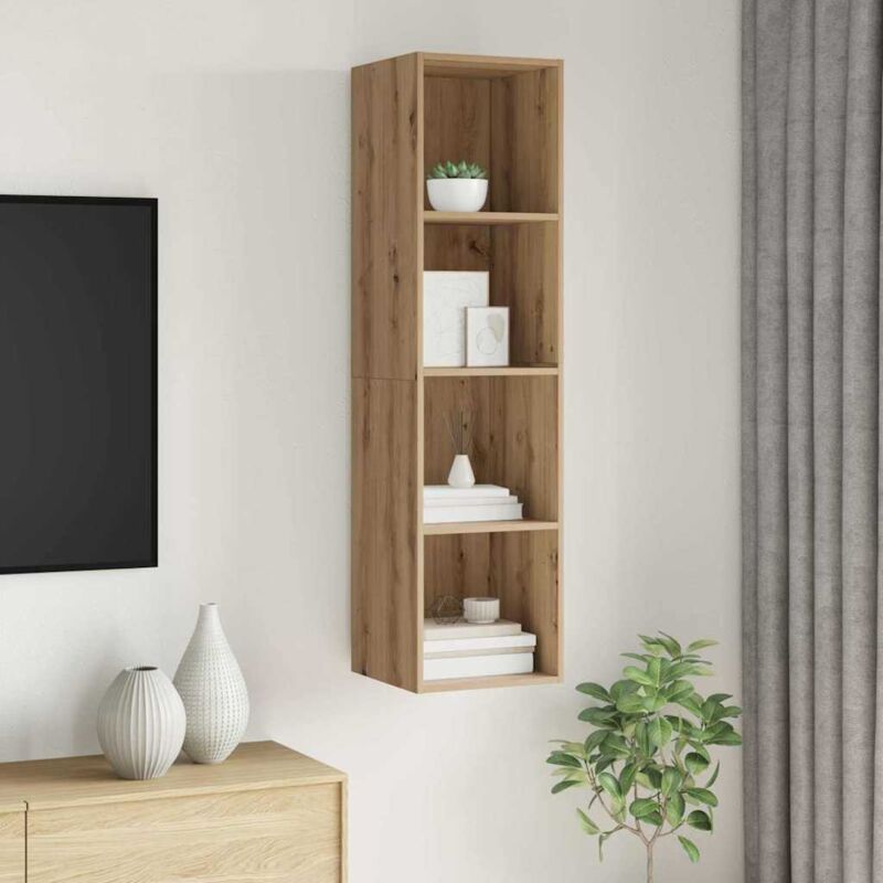 Vidaxl - Wandmontierter Tv Schrank Eiche Handwerklich 37 X 37 X 142, 5 Cm