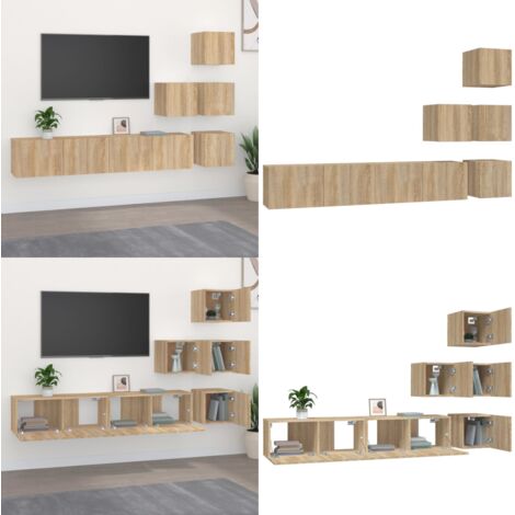 TV-Wandschrank Sonoma-Eiche Holzwerkstoff - Wandhalterung - Holzwerkstoff