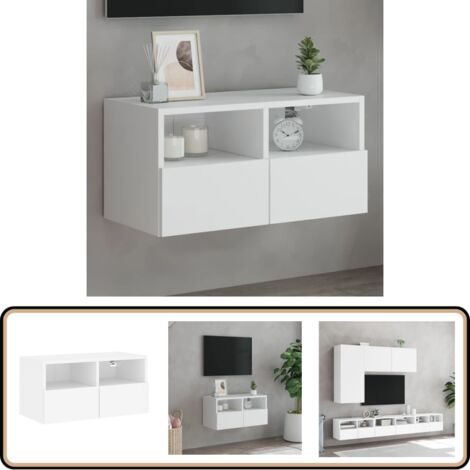 TV-Wandschrank Weiß 60x30x30 cm Holzwerkstoff - TV Schrank - Holzwerkstoff Möbel - Wandregal - Regal Weiß - Fernsehschrank