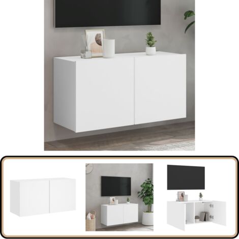 TV-Wandschrank Weiß 80x30x41 cm - TV Schrank - Holzwerkstoff Möbel - Weißer TV Stand - Wandregal - Wohnzimmerschränke
