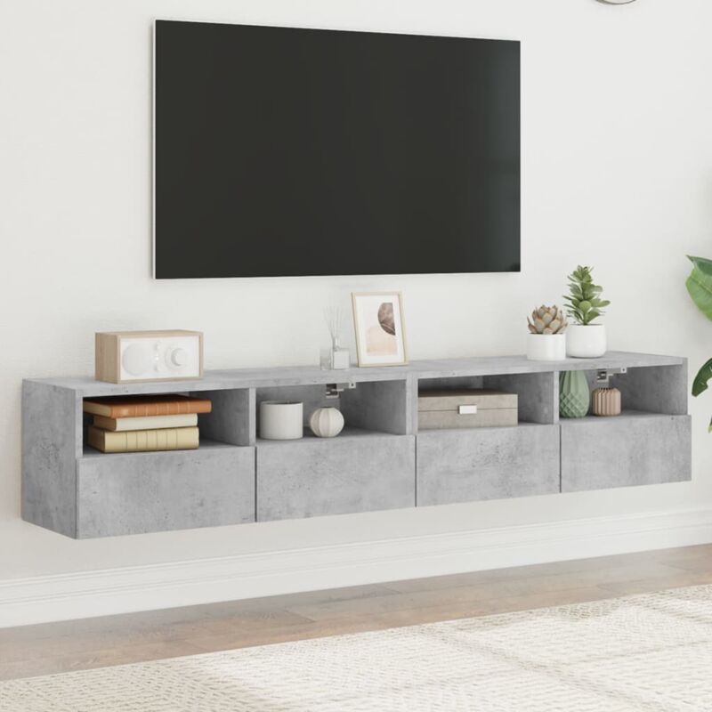 Vidaxl - Tv-wandschränke 2 Stk. Betongrau 80x30x30 Cm Holzwerkstoff