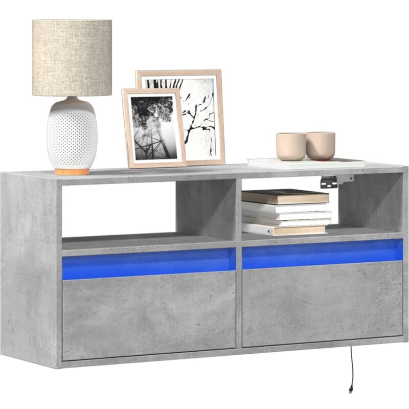 Vidaxl - Tv-wandschrank Mit Led-beleuchtung Betongrau 100x31x45 Cm