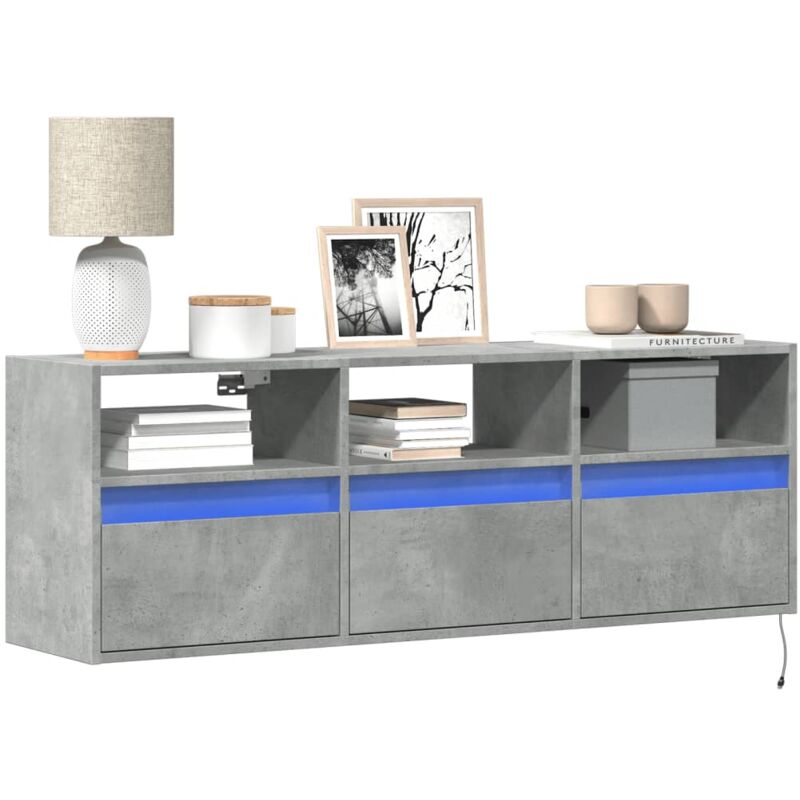Vidaxl - Tv-wandschrank Mit Led-beleuchtung Betongrau 130x31x45 Cm