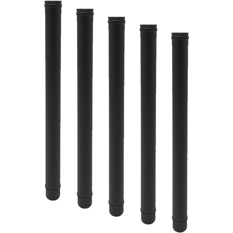 Lot de 5 tvnm Conduit simple paroi étanche polycombustible noir longueur 100 cm Ø80
